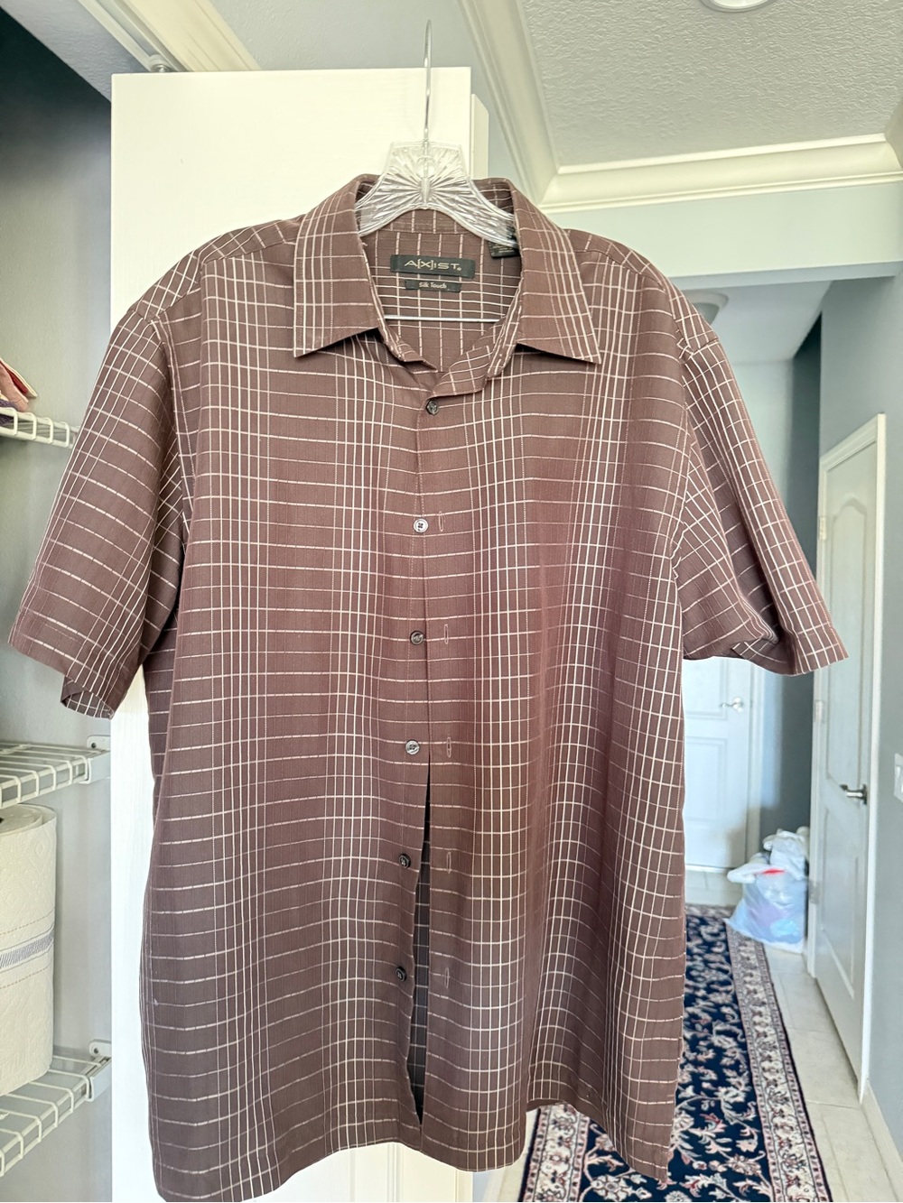Axist Brown Windowpane Dress Shirt with Cream Grid